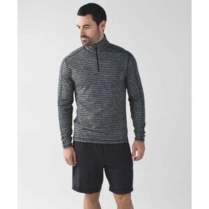 Lululemon Surge Warm 1/2 Zip, Raven Stripe Heathered Black, Medium